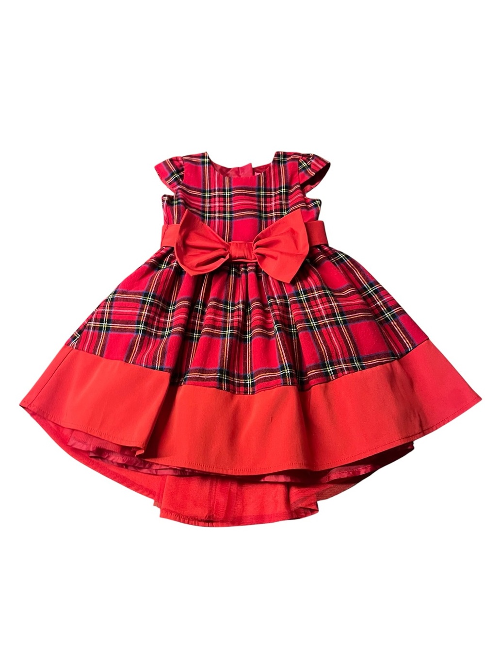 Holly Hastie London Red Plaid Holiday Bow Dress for Girls Size 18-24 Months